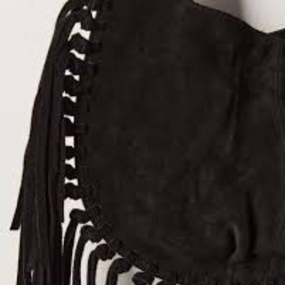 NWT Free People Riley Black Suede Fringe Bag Boho Bohemian Western - Picture 2 of 3
